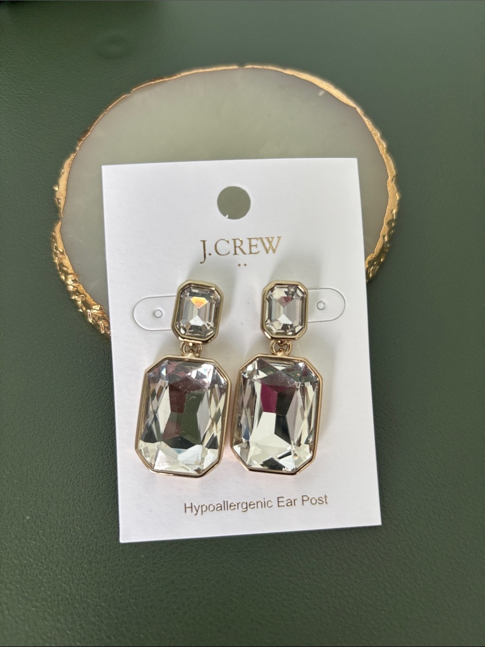 J. Crew Gold-Tone Clear Crystal Drop Statement Earrings